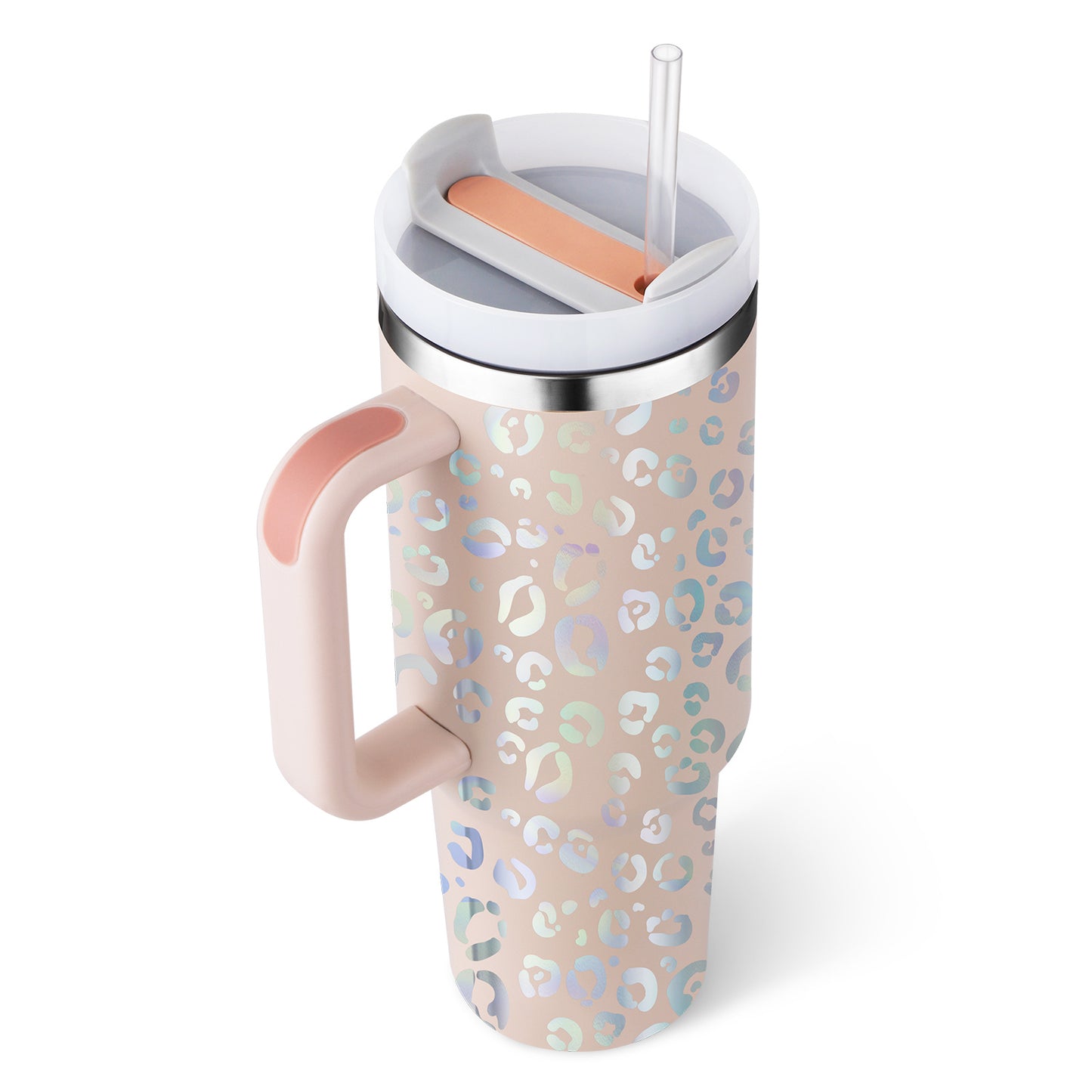 40 Oz Tumbler With Handle Straw Insulated, Stainless Steel Spill Proof