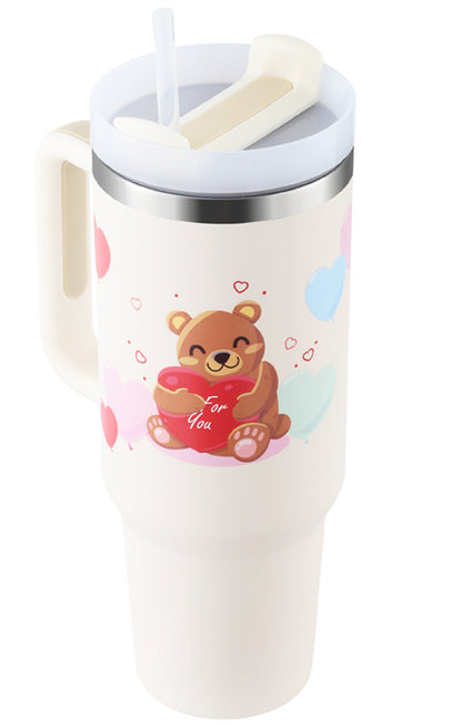40 Oz Tumbler With Handle Straw Insulated, Stainless Steel Spill Proof