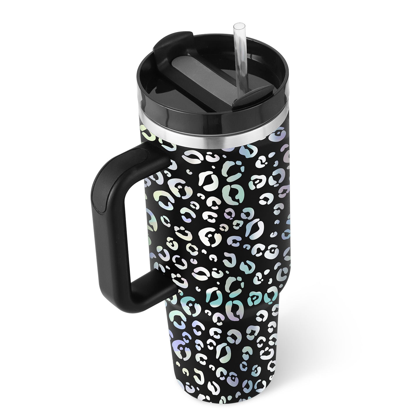 40 Oz Tumbler With Handle Straw Insulated, Stainless Steel Spill Proof